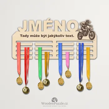 věšák na medaile Dřevěný věšák na medaile - motokros WoodenPuzzle.cz Velikost: 30 cm