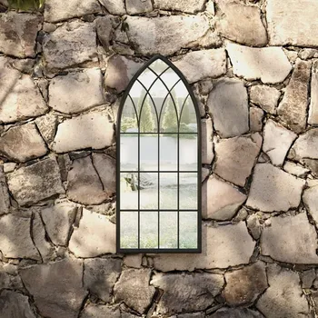 Zahradní dekorace vidaXL Zahradní zrcadlo 70 x 30 cm železo pro použití venku [318344] Barva: Černá