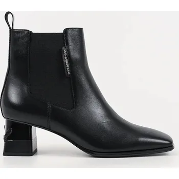 Dámské kozačky Kožené kotníkové boty Karl Lagerfeld KAYLA dámské, černá barva, na podpatku, lehce zateplené, KL35440 KL35440.000 99X, EUR 36