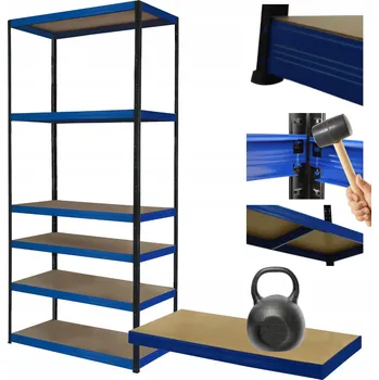 Dílenský regál Kovový regál skladový stojan HELIOS 213x110x30cm 6 polic x 175kg ODOLNÝ