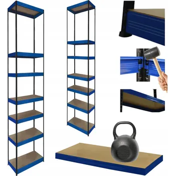 Dílenský regál Kovový regál do skladu HELIOS 270x35x35cm 7 polic x 175kg, robustní