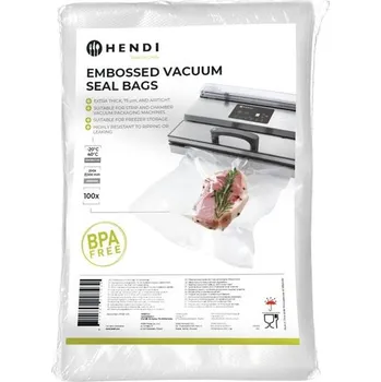 Vakuové sáčky s reliéfem, pro skladování potravin, HENDI, 100 ks, 200x300mm ( Vroubkované sáčky pro uchovávání výrobků, do lamelových baliček, HENDI, 100 ks, 200x300mm)