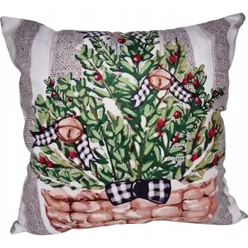 Povlak na polštářek Vánoční povlak na polštář Lesní koš se zvonečky 45x45