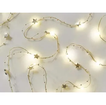 Vánoční dekorace ASKO - NÁBYTEK vánoční řetěz LED zlaté hvězdičky, 1,9 m