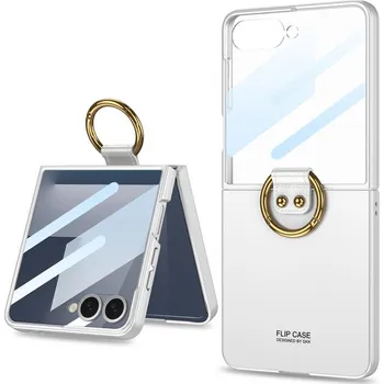 Pouzdro na mobilní telefon GKK 122724 GKK CIRCLE Ochranný obal s držákem pro Samsung Galaxy Z Flip7 5G stříbrný