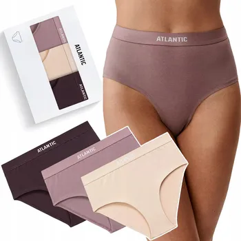Dámské spodní prádlo ATLANTIC 3CLP-009 Kalhotky Dámské Maxi Sport s vysokým pasem 3-PAK - XL