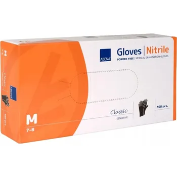 Vyšetřovací rukavice ABENA Nitrilové rukavice bez pudru 100 kusů | Velikost M (černé)