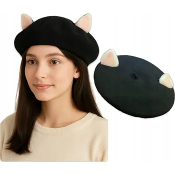 Čepice BARET KOT KOČKA S UŠIMA ČEPICE VTIPNÁ PRO DĚTI JARO 46-52 cm