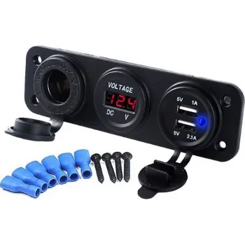 Elektrická zásuvka VOLTMETR MĚŘIČ NABÍJEČKA USB ZÁSUVKA 12V