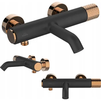 Vodovodní baterie Nástěnná vanová baterie páková Invena MOONLIGHT černá