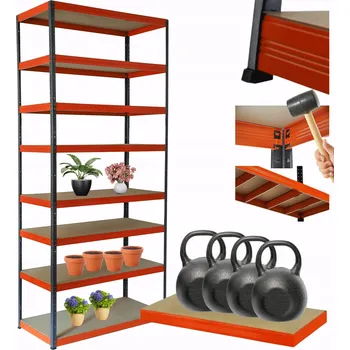 Dílenský regál Kovový regál skladový stojan HELIOS 270x75x45cm 8 polic x 400kg ZÁTĚŽ