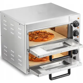 SucceBuy Dvoupatrová pec na pizzu 520x430x430MM Z Nerezové Oceli