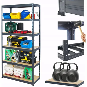 Dílenský regál Kovový regál do skladu PREMIUM HELIOS 213x110x30cm 6 polic x 350kg, ROBUSTNÍ