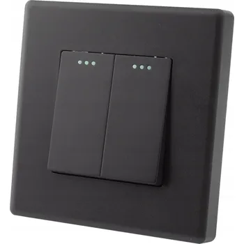 vypínač Dvojitý schodišťový vypínač černý, sada s rámečkem MIUUN Sublime