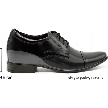 Pánské polobotky Pánské společenské kožené boty P10 zvyšující výšku + 6 cm černé 40