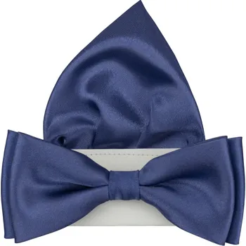 Motýlek Modrý denim pánský motýlek lesklý s kapesníčkem