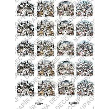 Umělecký papír Rýžový a soft papír na decoupage - Zimní vesnička - KB2599 Materiál: Soft, Rozměr: A4