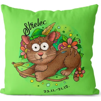 Dekorativní polštářek Polštář 40 x 40 cm Kočičí znamení - Střelec
