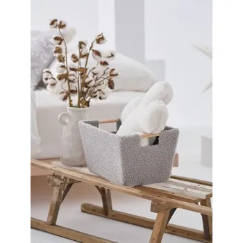 Úložný box Sinsay - Úložný koš s bouclé povrchem - šedá - 653FM-09X - 653FM-09X-ONE