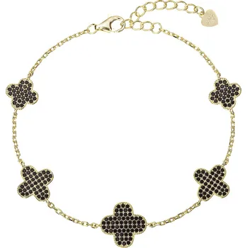 Náramek Pozlacený náramek se čtyřlístky 13108.3 černý