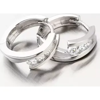 Náušnice Dámské náušničky bílé zlato 585 kroužky se zirkony DZ1794-B-ZIR