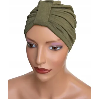 Čepice Dámský turban na hlavu Emma khaki čepice z bambusu, vhodný i po chemoterapii