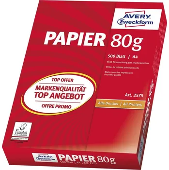 Kancelář Avery-Zweckform PAPER Inkjet + Laser + Copier 2575 univerzální papír do tiskárny A4 80 g/m² 500 listů bílá