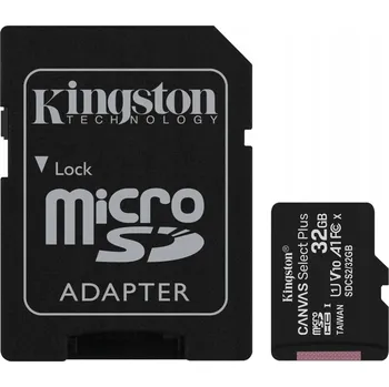 Paměťová karta Paměťová karta Kingston Canvas Select Plus MicroSDHC 32 GB Class 10 UHS-I/U1 A1 V10