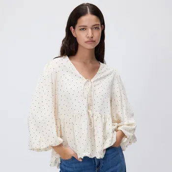 Dámská halenka Reserved - Puntíkovaná halenka - krémová - 424IM-01X - 424IM-01X-M