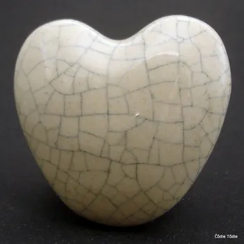 Nábytkové kování Nábytková úchytka krémová crackle efekt 4,7 cm - knopka