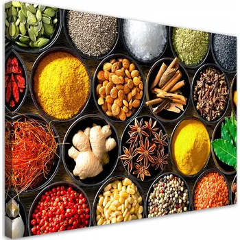 Obraz OBRAZ NA PLÁTNĚ Bylinky koření do kuchyně 90x60