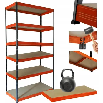 Dílenský regál Kovový regál skladový stojan HELIOS 213x75x50cm 6 polic x 175kg ZÁTĚŽ