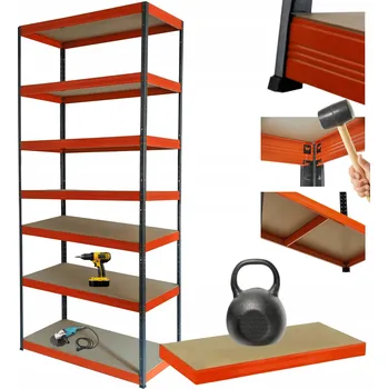 Dílenský regál Kovový regál skladový stojan HELIOS 270x75x30cm 7 polic x 175kg ZÁTĚŽOVÝ