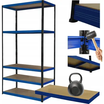 Dílenský regál Kovový regál skladový stojan HELIOS 213x110x35cm 5 polic x 175kg ROBUSTNÍ
