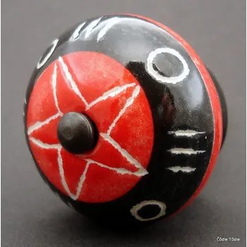 Nábytkové kování Nábytková úchytka červenočerná - 4 cm - knopka