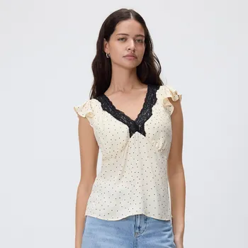 Reserved - Halenka s krajkou - krémová - 434IM-01X - 434IM-01X-XS