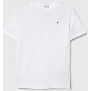 Chlapecké tričko Dětské bavlněné tričko Calvin Klein Jeans IU0IU00543.128.176.PPYH bílá 00X, vel. 128