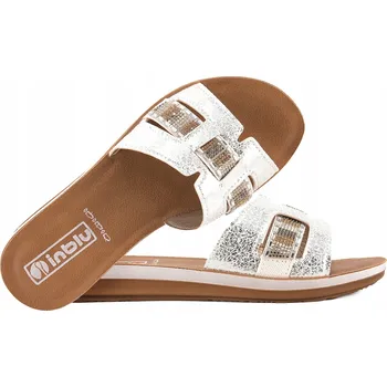 Dámské pantofle INBLU ZO-08 NAZOUVÁKY dámské ploché pantofle COMFORT SOFT PU stříbrné Stříbrná 37