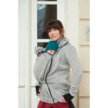 Těhotenská mikina Nosící mikina pletený fleece Elsa přední nošení - šedý melír - 3) velikost L