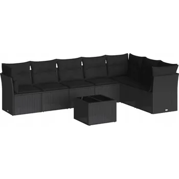 Zahradní nábytek set plast VidaXL černý 8 dílů