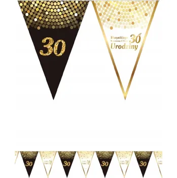 Narozeninový BANNER VLÁJKY GIRLANDA 30. narozeniny černo-zlaté TŘICET Ds