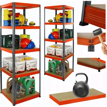 Dílenský regál Kovový regál skladový stojan HELIOS 180x40x40cm 5 polic x 175kg - ODOLNÝ