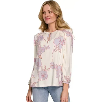 Dámská halenka Dámská halenka K099 Ecru s fialkovou - Makover ecru-violet S/M