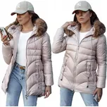 PIKOVANÁ DÁMSKÁ ZIMNÍ BUNDA S KAPUCÍ RŮŽOVÁ ty4441 - XL