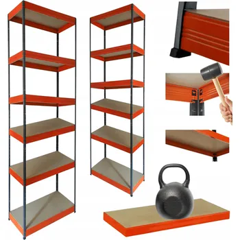 Dílenský regál Kovový regál skladový stojan HELIOS 196x30x30cm 6 polic x 175kg ZÁTĚŽOVÝ POLSKÝ