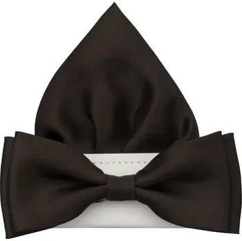 Motýlek Tmavě hnědý pánský motýlek matný s kapesníčkem