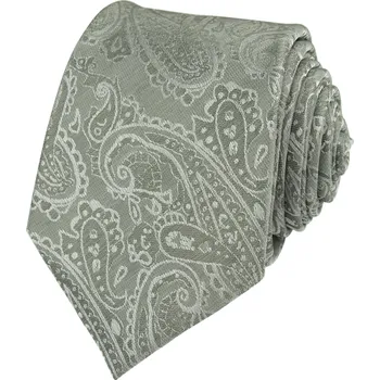 Kravata Šalvějově zelená (sage green) pánská kravata s paisley vzorem