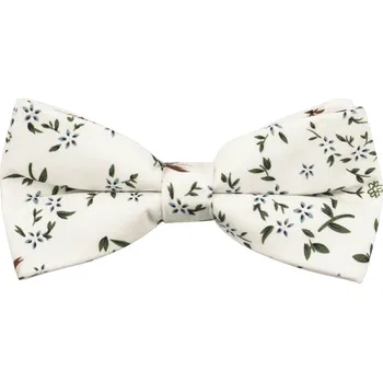 Motýlek Smetanový pánský bavlněný motýlek s modro hnědými květy