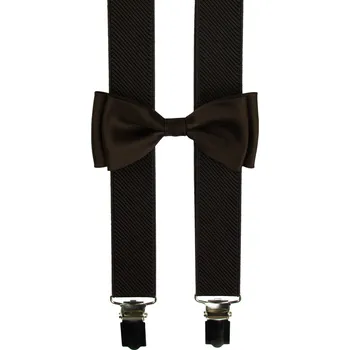 Kšandy Tmavě hnědé dětské kšandy s motýlkem