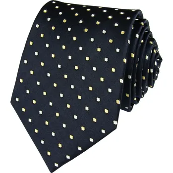 Kravata Tmavě modrá pánská hedvábná kravata s puntíky